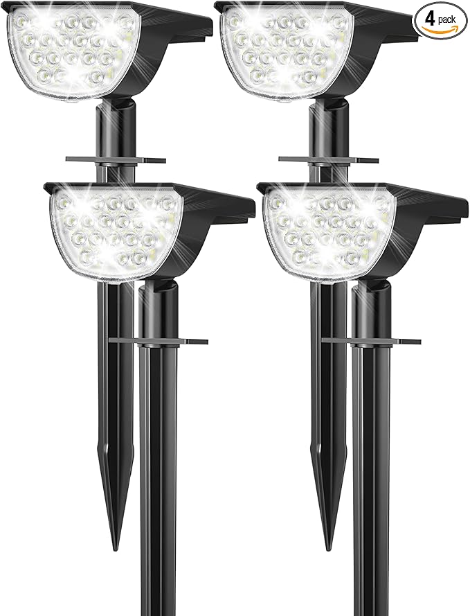 Solar Lights Outdoor Waterproof IP65, 76 LED 3 Lighting Modes Solar Spot Lights Outdoor