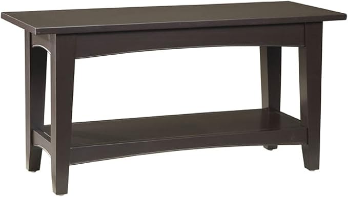 Furniture Shaker Cottage Bench with Shelf, 36" W, Charcoal Gray