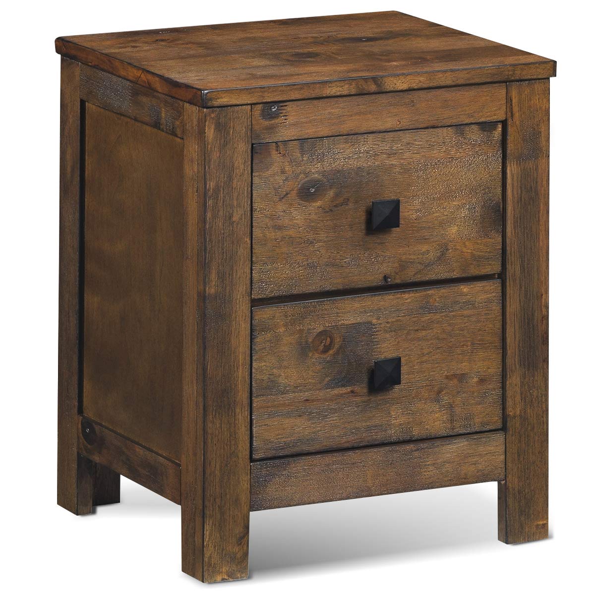 Nightstand with Drawer, Fully-Assembled 2-Drawer Bedside Tables
