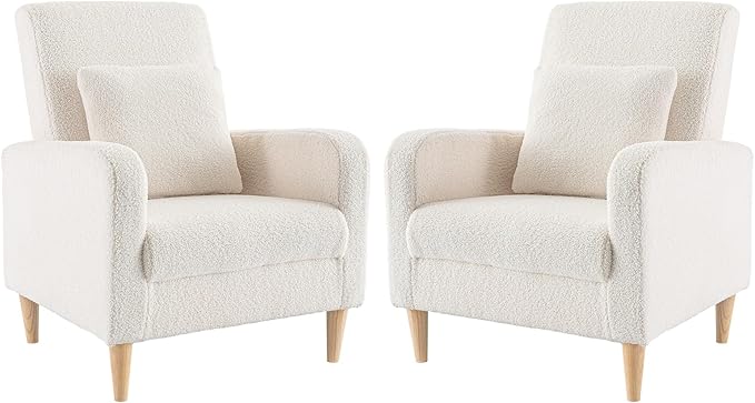 Modern Upholstered Accent Chair Armchair with Pillow, Fabric Reading Living Room