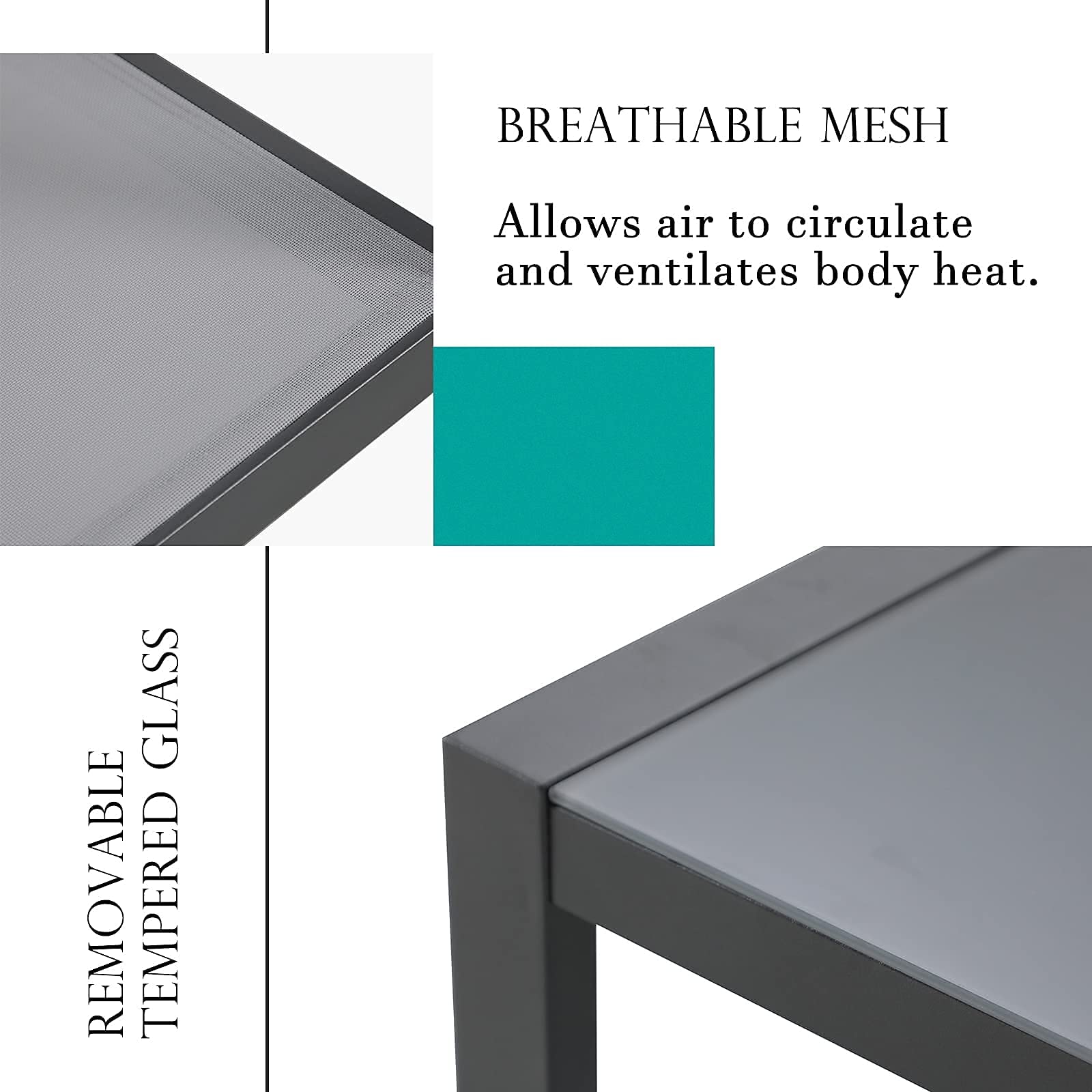 Outdoor Patio Furniture Set with Chaise Lounge, Aluminum Sofa Set for Porch Garden