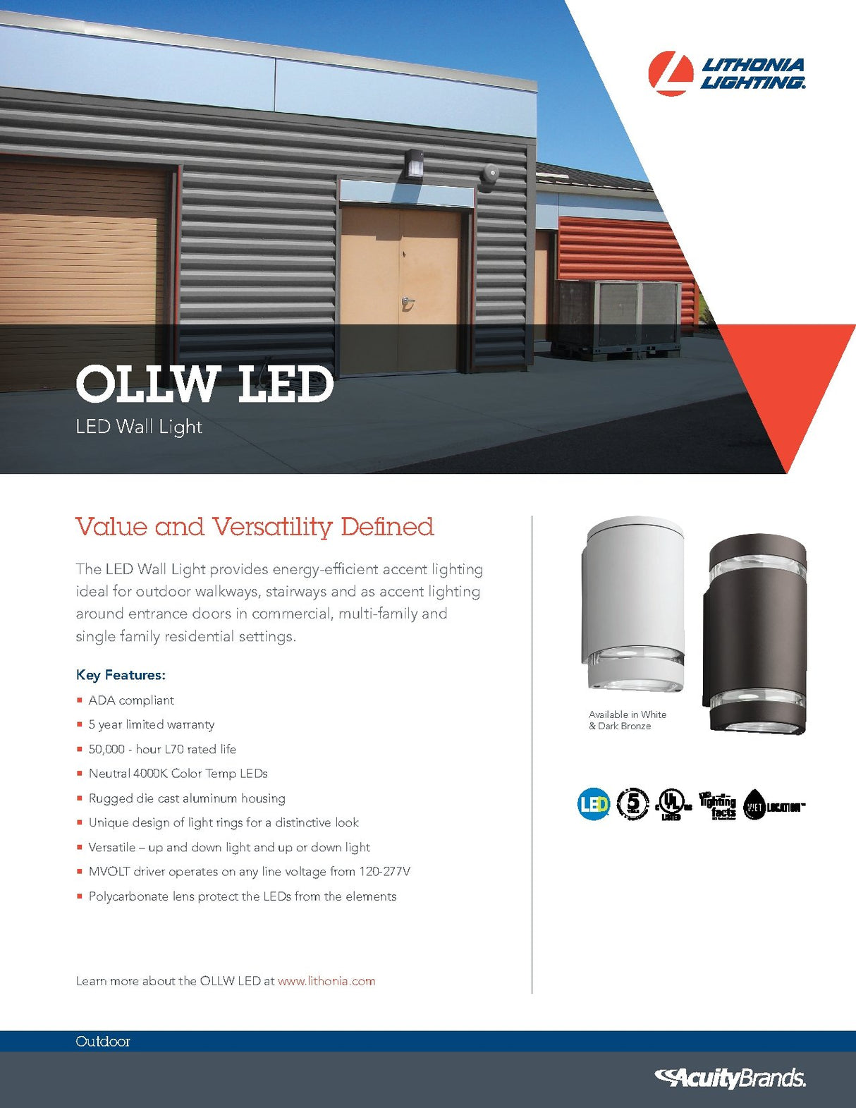 OLLWU P1 40K DDB M6 LED Outdoor Cylinder Up and Down Light, MVOLT 4000K, 9