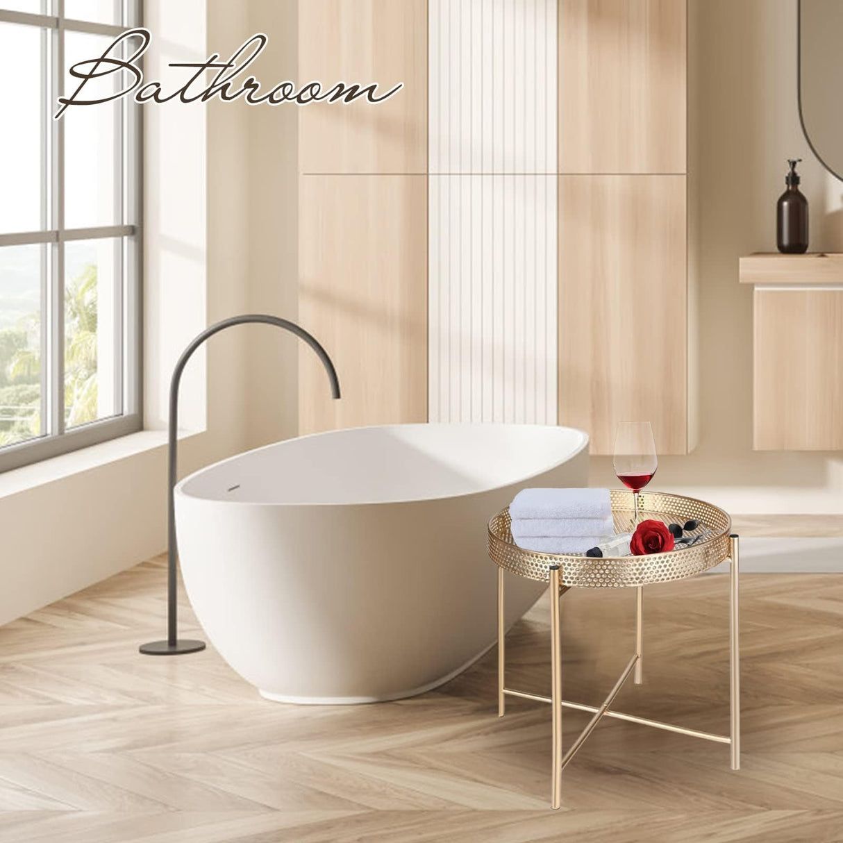 Metal Sofa Table Small Round Side Tables, Anti-Rust and Waterproof Accent Coffee End