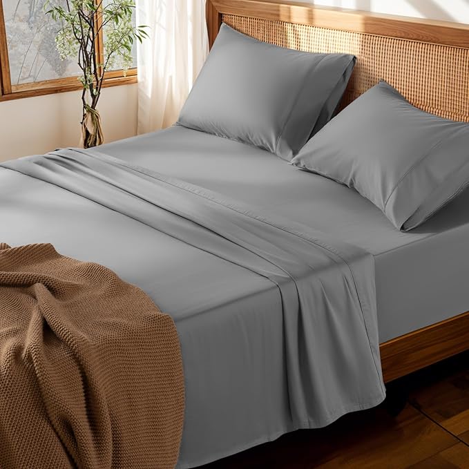 100% Cotton Sheets Set Deep Pocket 19" 1000 Thread Count King Size Sheets 4 Piece