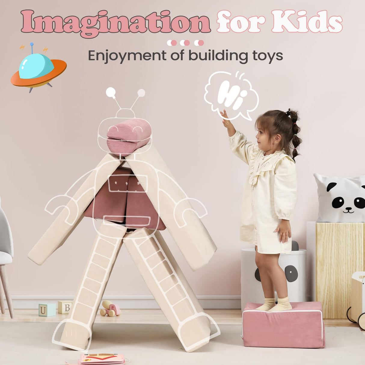 Kids Couch, 9 PCS Play Couch Sofa for Kids Imaginative Furniture Play Set