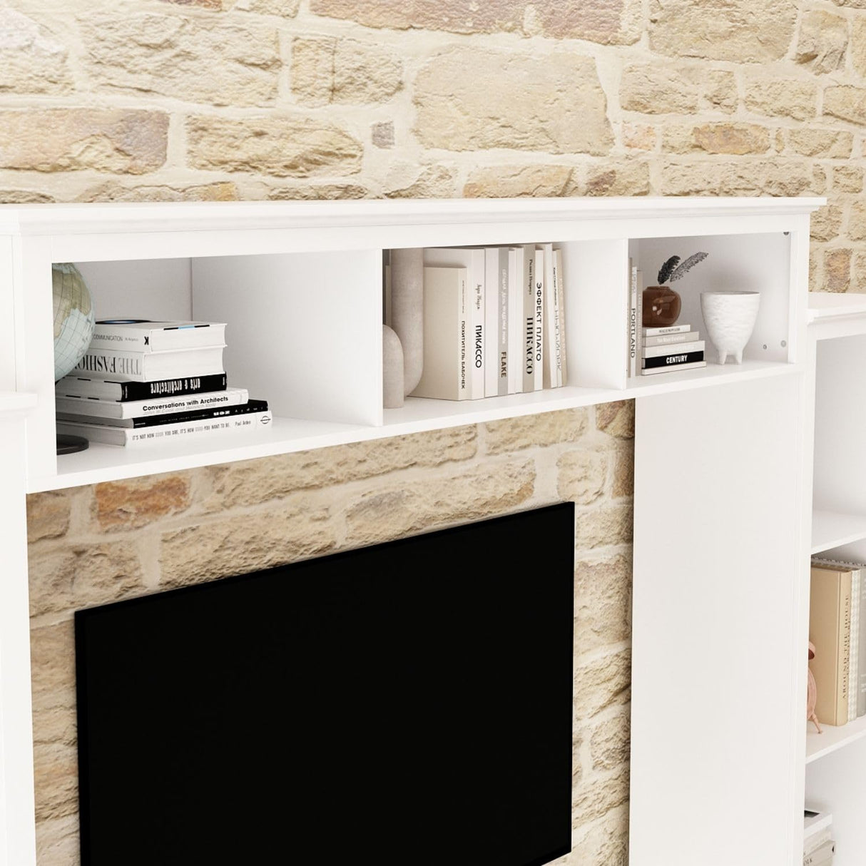 Large Entertainment Center with Bookshelves & Glass Doors, Wall Unit with Bridge