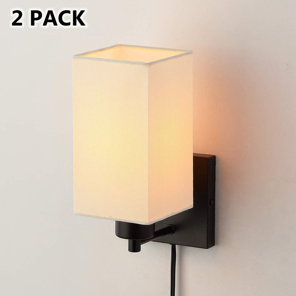 Plug in Wall Sconce Set of 2, Rustic Wall Lamp with Plug-in Cord and On/Off Toggle Switch