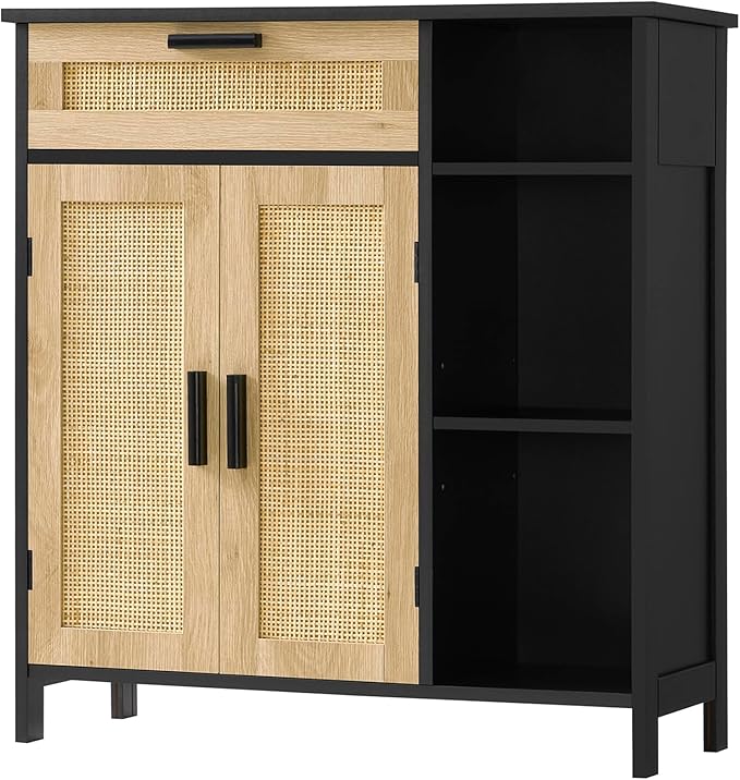 Bathroom Cabinet, Floor Storage Cabinet with Doors and Shelves, Coffee Bar Cabinet