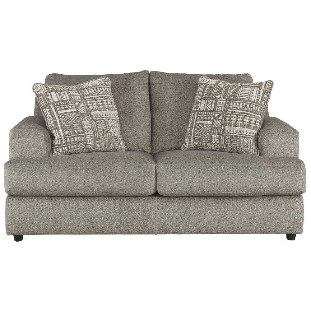 Soletren Contemporary Chenille Loveseat with 2 Accent Pillows, Gray