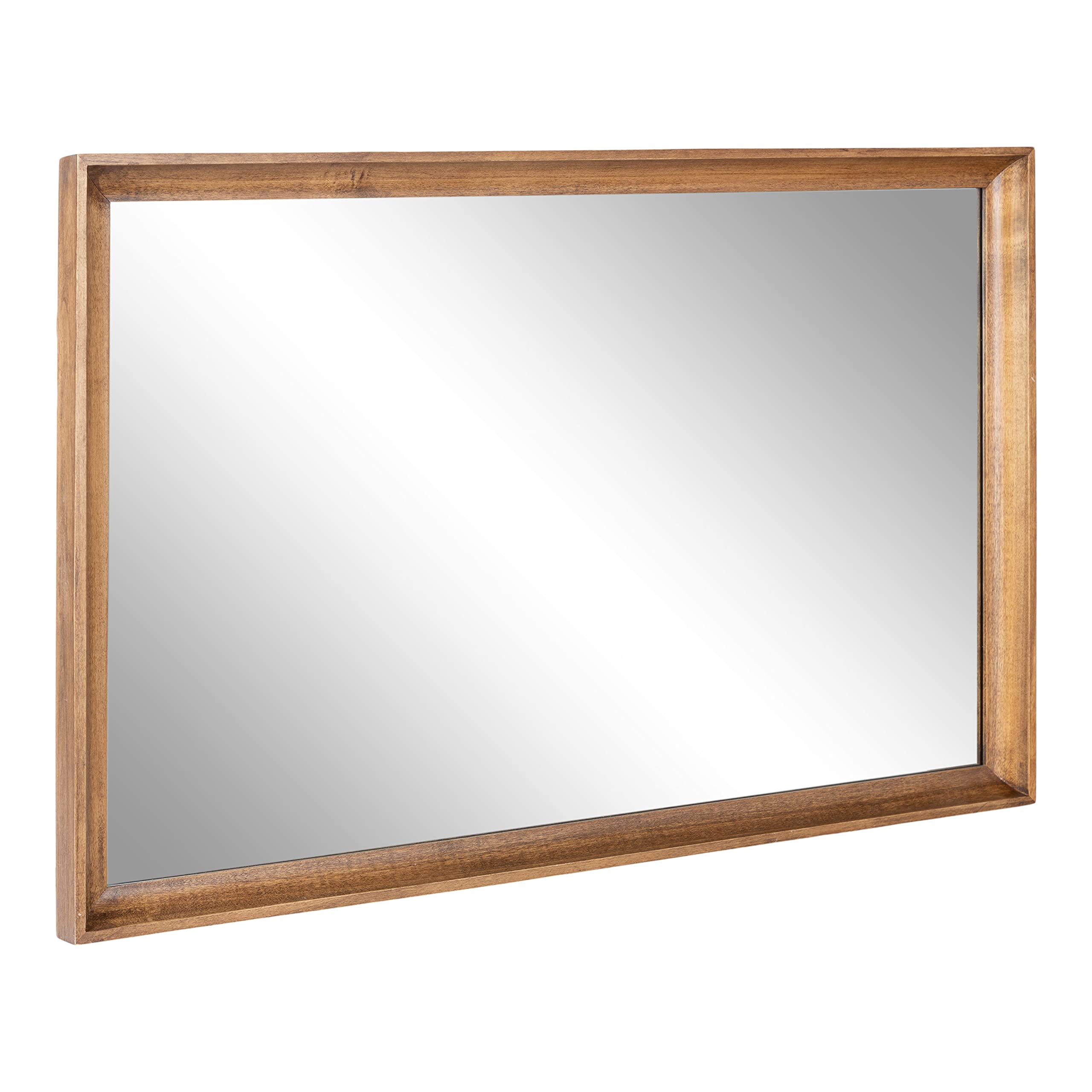 Hatherleigh Modern Farmhouse Rectangle Wooden Wall Mirror, 24 x 36, Rustic Brown