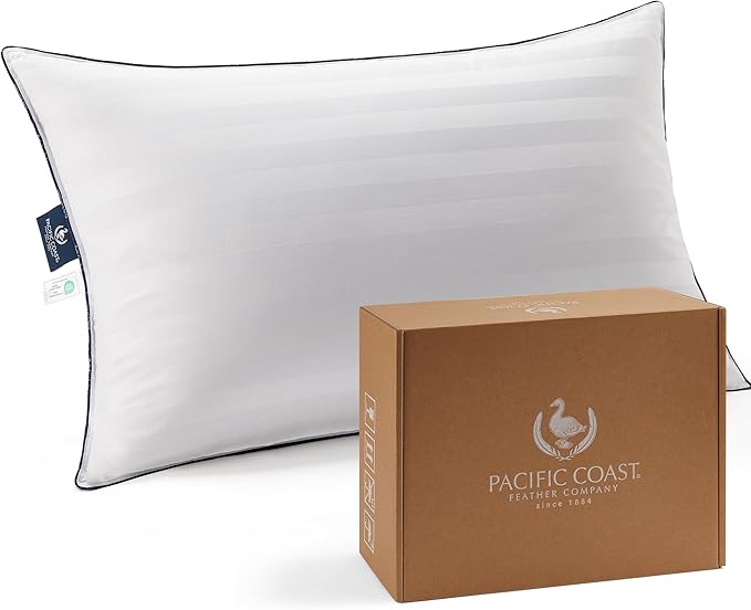 White Goose Down Pillow with 100% Cotton Shell, Luxury Hotel Bed Pillow for Sleeping