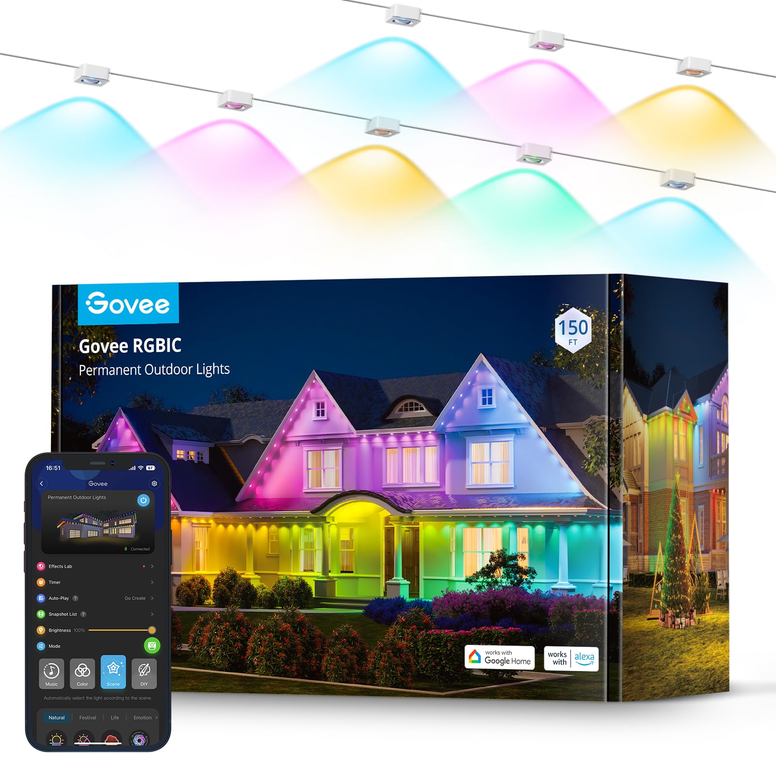Permanent Outdoor Lights, Smart RGBIC Outdoor Lights with 75 Scene Modes