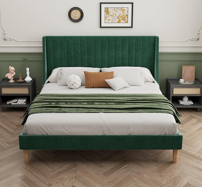 Queen Bed Frame Modern: Minimalist Tufted Headboard