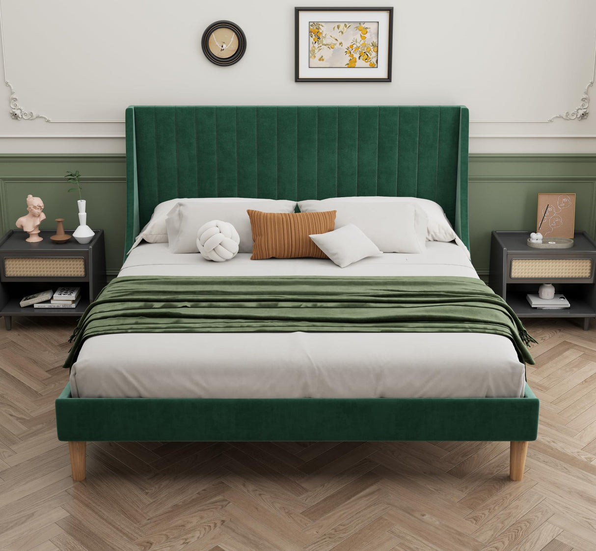 Queen Bed Frame Modern: Minimalist Tufted Headboard