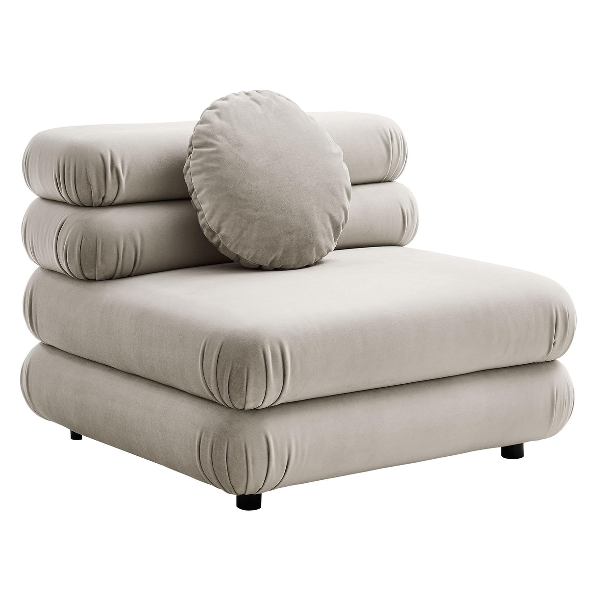 Jubilee Performance Velvet 4 Piece Sectional Sofa with Ottoman in Almond