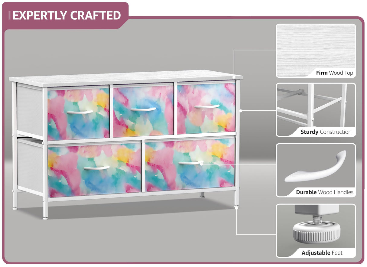 Kids Dresser with 5 Drawers - Storage Chest Organizer Unit