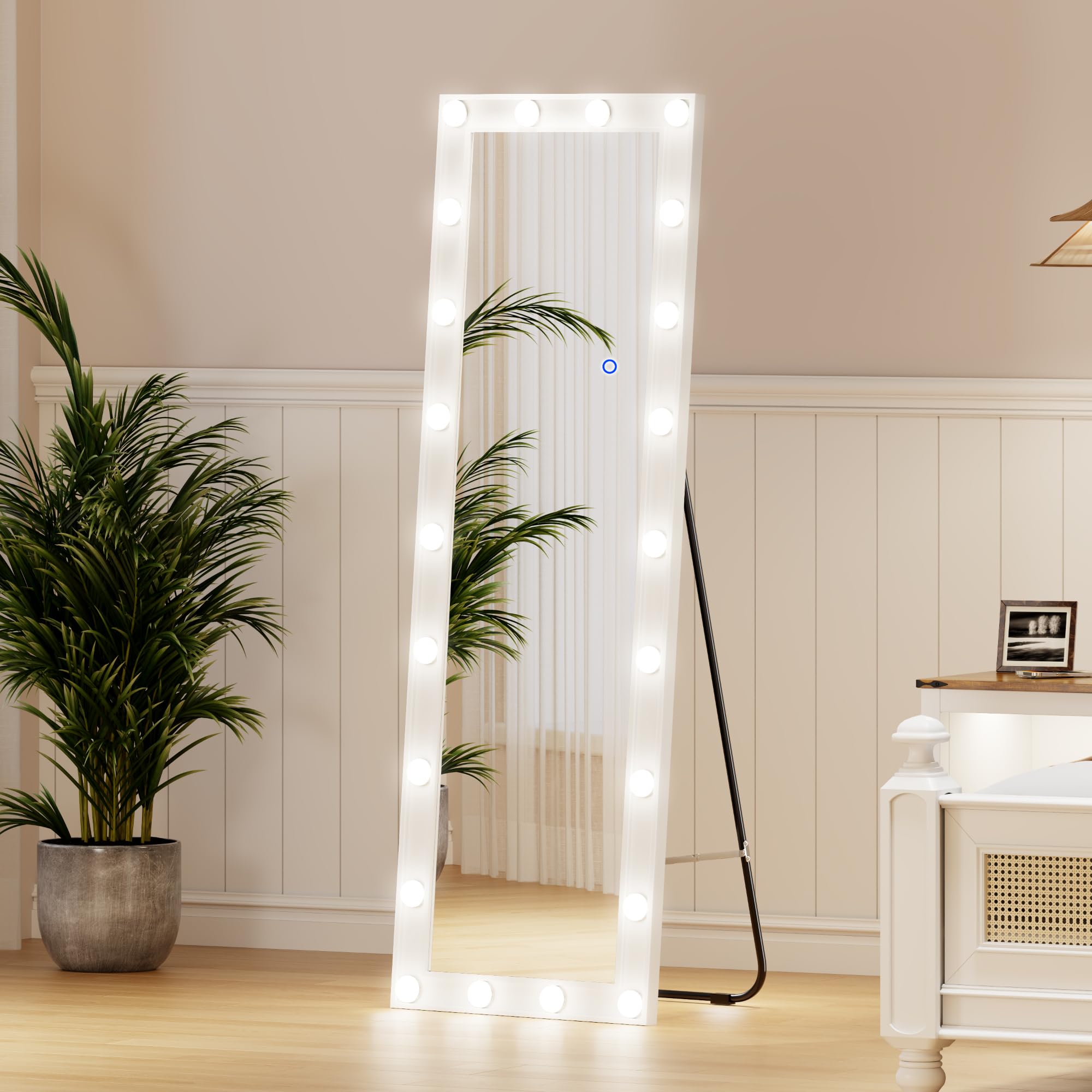 Full Length Mirror with Lights, Hollywood Floor Full Body Mirror with Stand