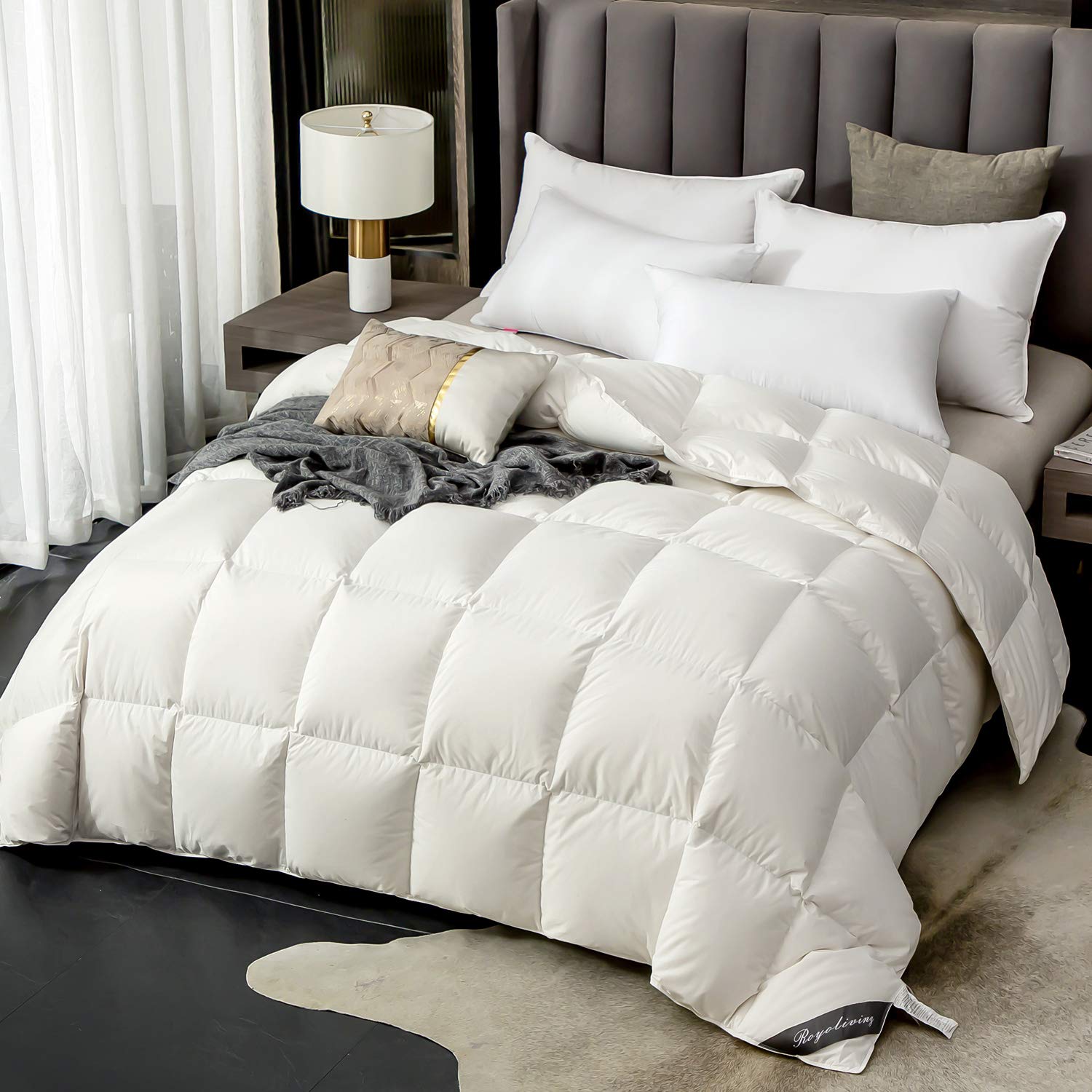 Luxurious Goose Down Comforter 丨White All Season Queen Size Duvet Insert