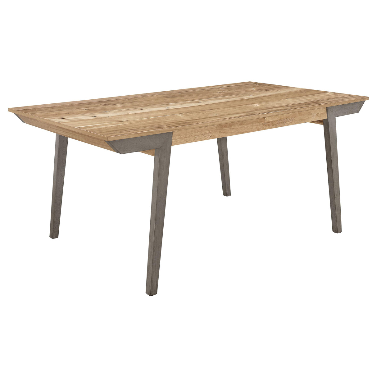 Nogales Rectangular Wood Dining Table - 71 Inch Acacia Brown Top with Coastal Gray Flared Legs