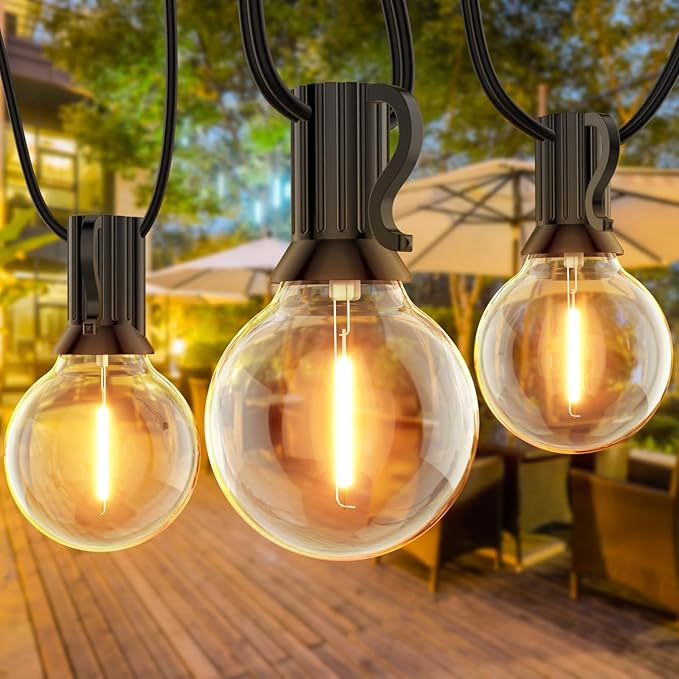 r String Lights, G40 LED Patio Lights with 64pcs Bulbs, Waterproof Shatterproof Dimmable