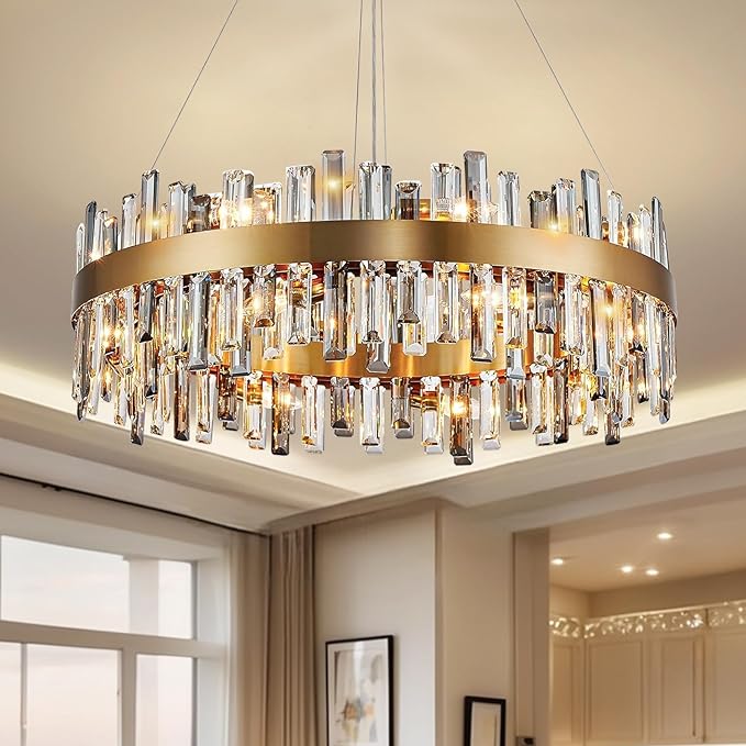 Luxury Modern Crystal Chandelier, L40'' Dining Room Chandelier Over Table