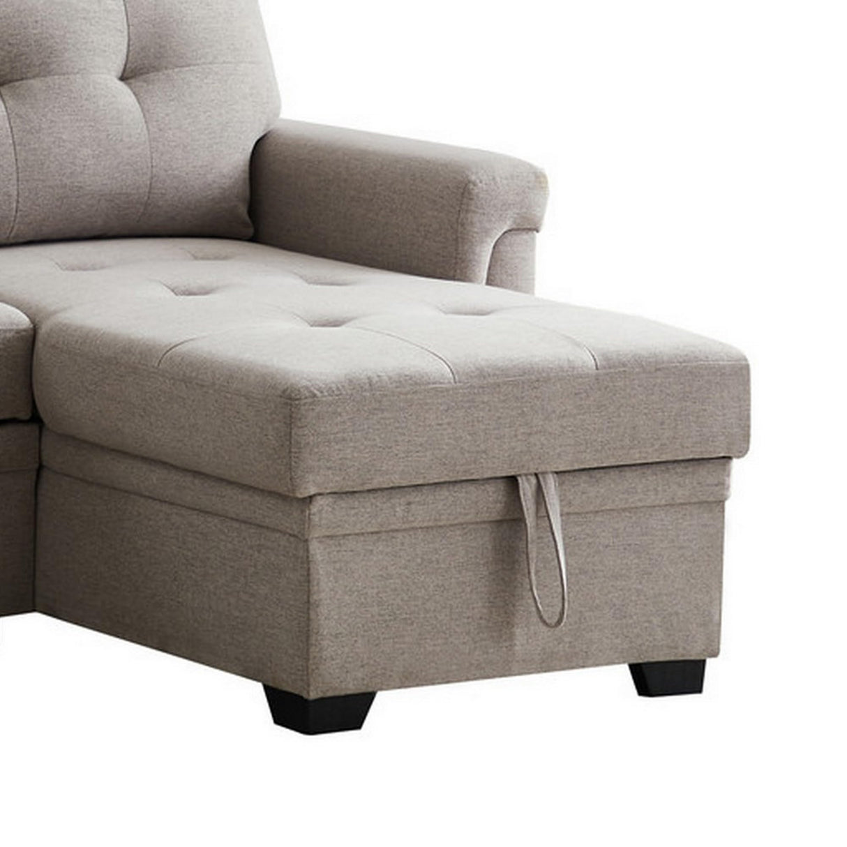 84 Inch Reversible Sleeper Sectional Sofa, Storage Chaise, Light Gray