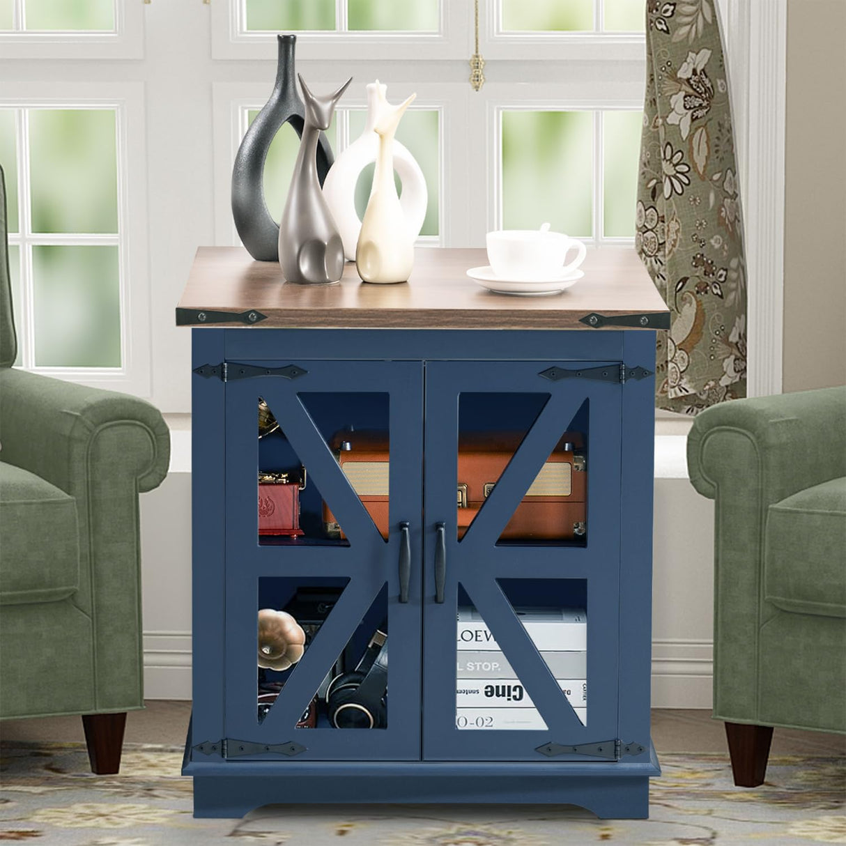 Wood Side Table Square Nightstand for Living Room
