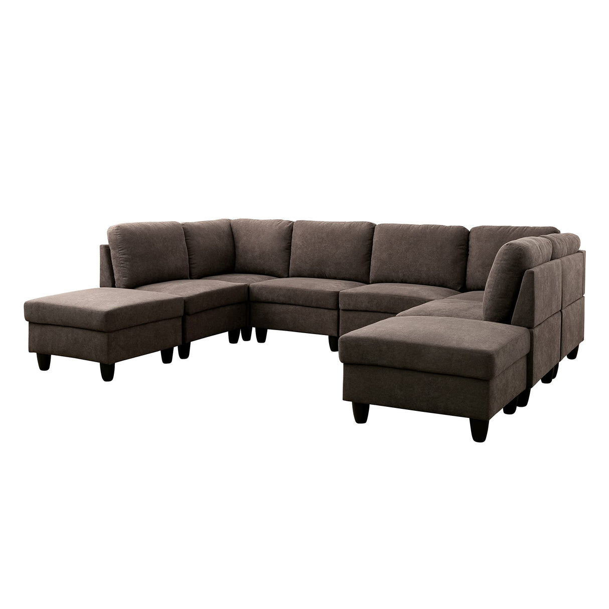 Isabel Upholstered U-Shape Modular Sectional Sofa, Brown