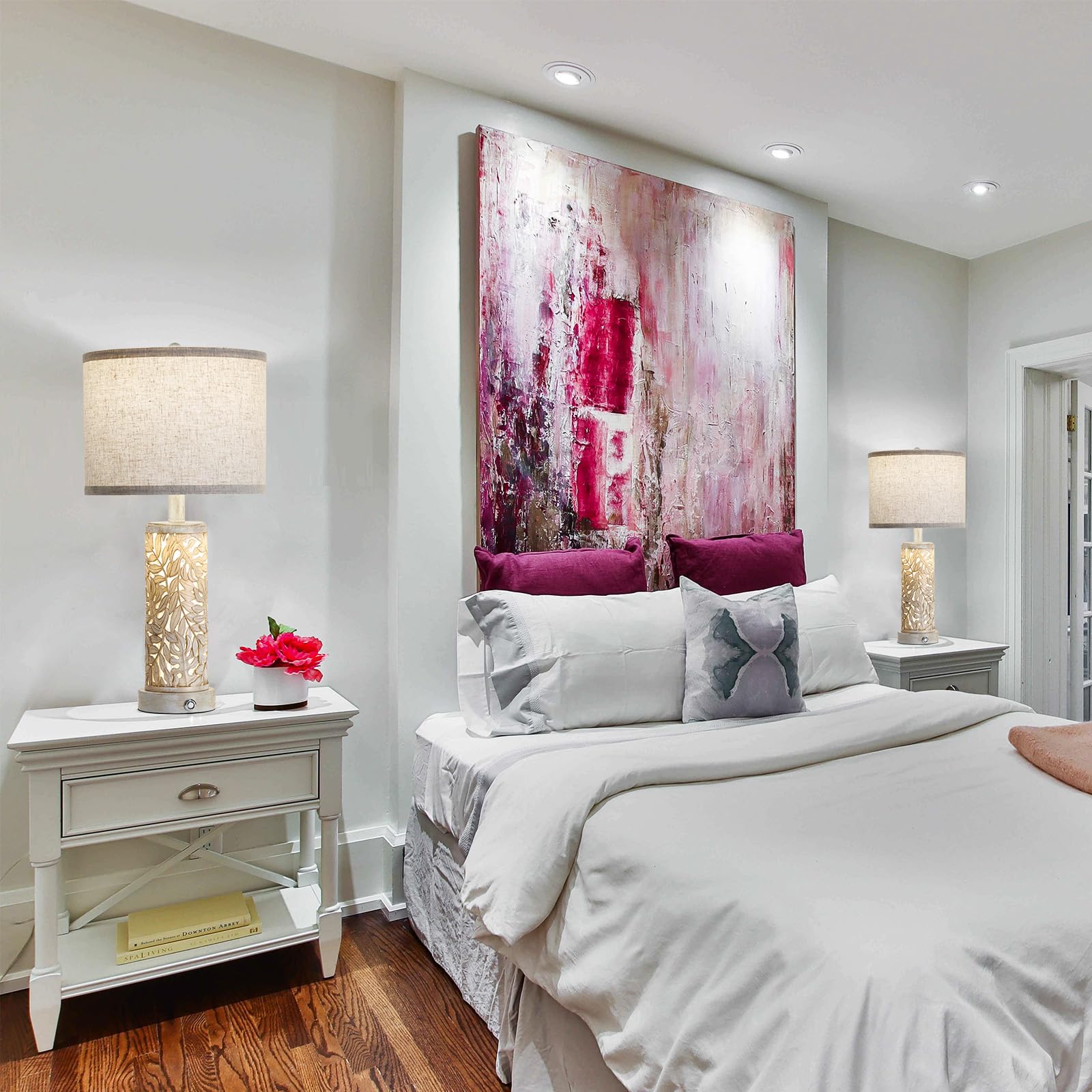 Farmhouse Table Lamps Set of 2 for Living Room Bedroom