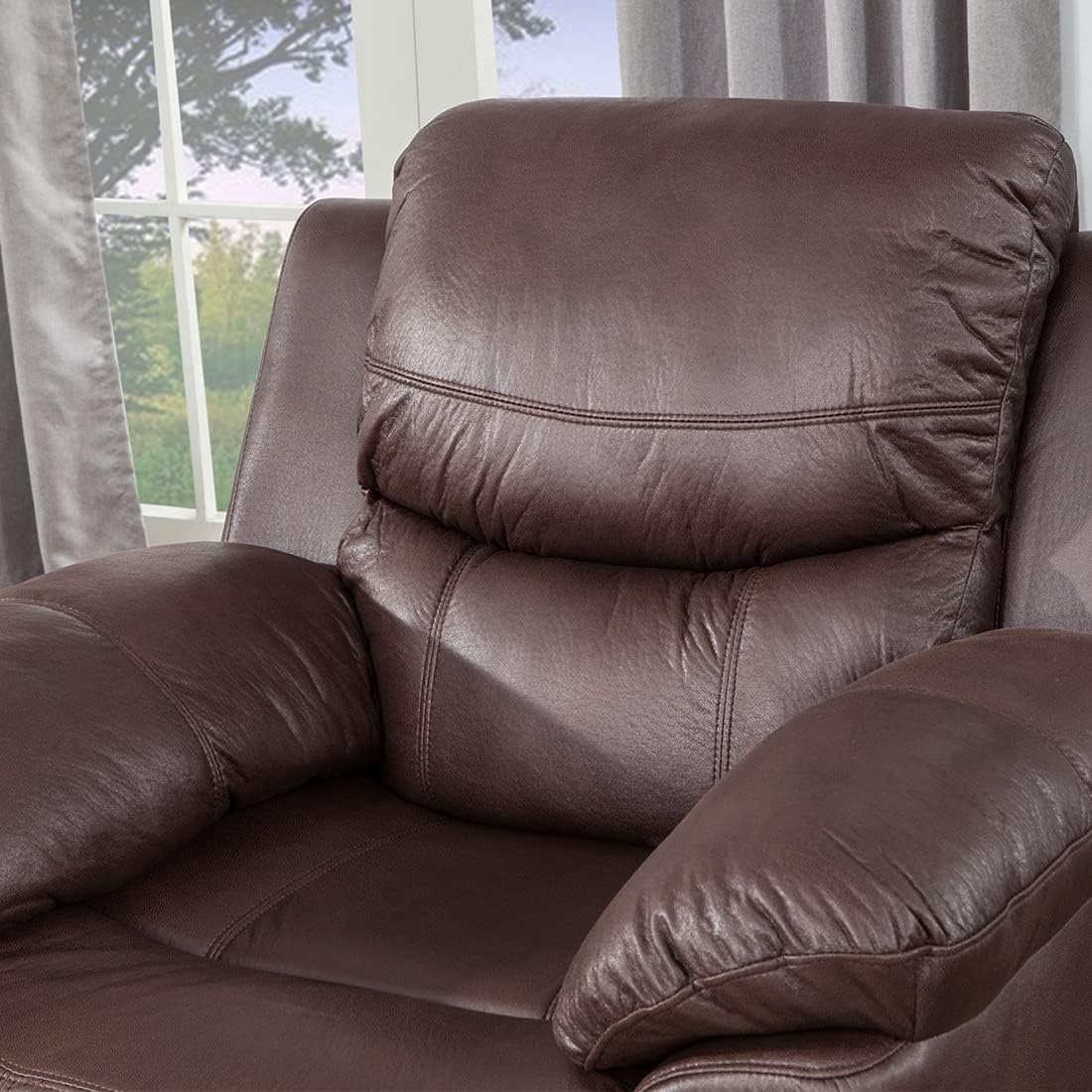 Pieces Bonded Leather Recliner Furniture Sofa Set, Reclining Chair and Reclining Loveseat