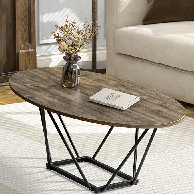 Oval Coffee Table, 43.5" Small Coffee Table for Living Room Office