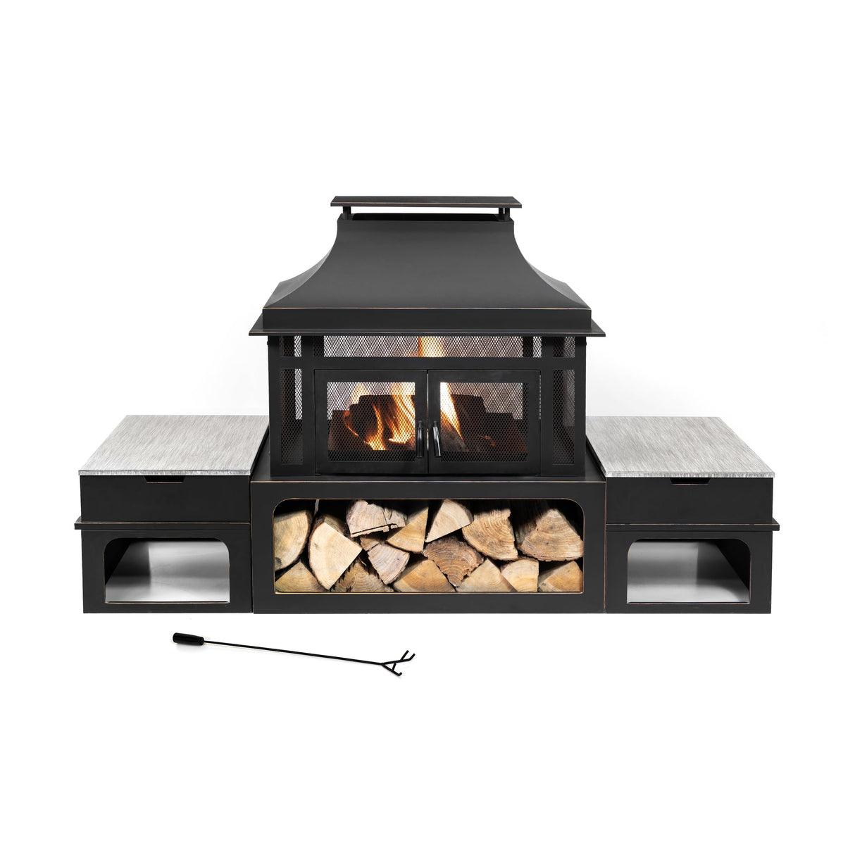 Rimasco 80 - Inch Metal Wood Burner Fireplace - Bircata