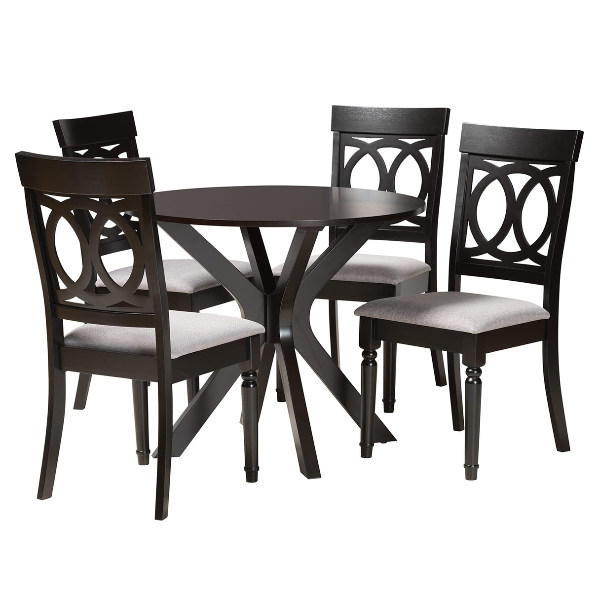 Jessie Dining Set, 5-Piece, Grey/Dark Brown