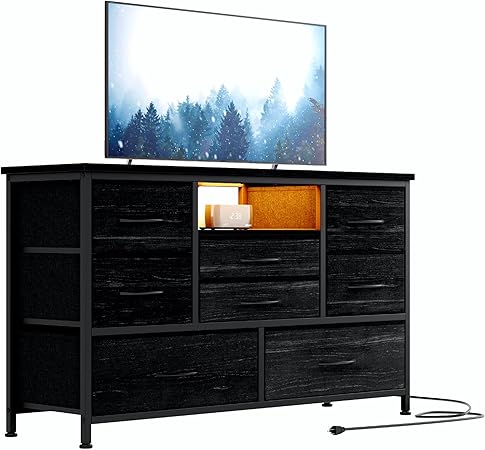 8 Dresser TV Stand with Power Outlet & LED