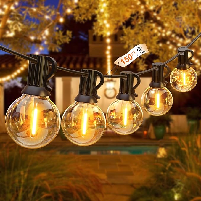 r String Lights, G40 LED Patio Lights with 64pcs Bulbs, Waterproof Shatterproof Dimmable