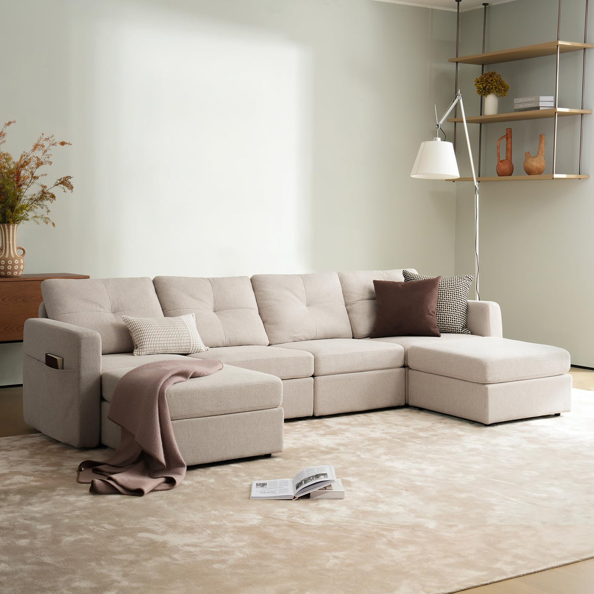 Seater with 2 Ottomans Sectional Modular Sofa Couch