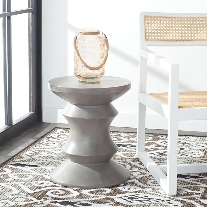 Outdoor Collection Katara Modern Ivory Concrete Accent Table (Fully Assembled)