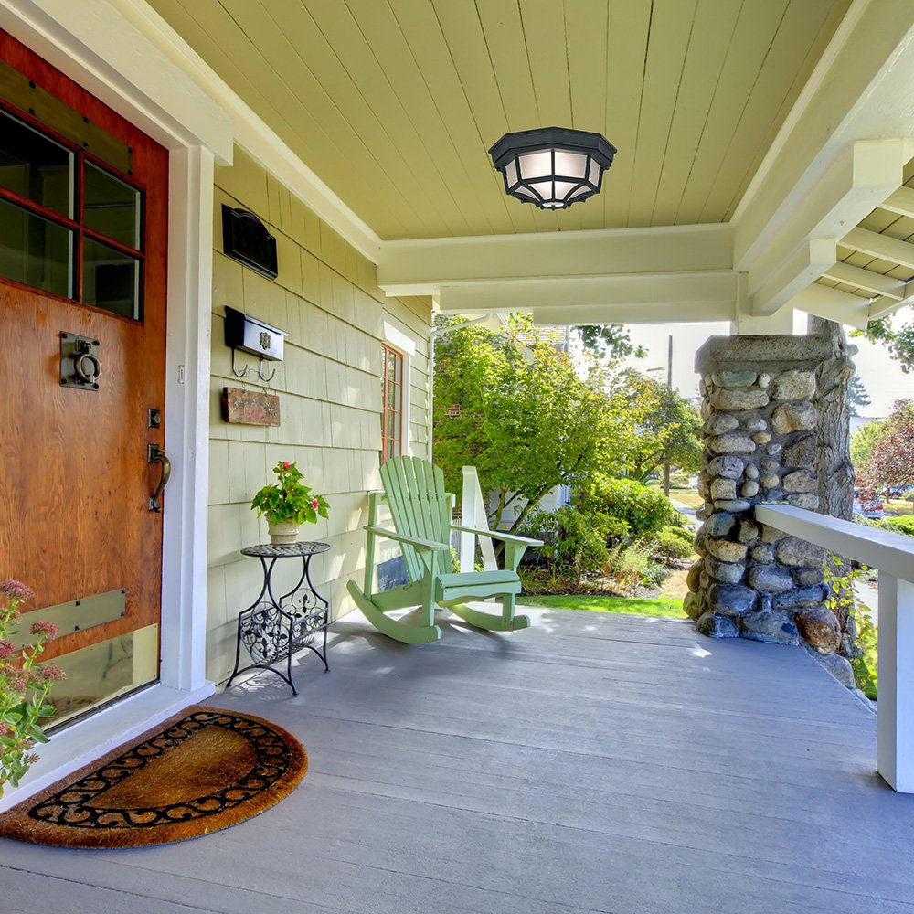 2067-BK Builder Cast Outdoor Flush Mount Ceiling Light, 10.5 in W, Black