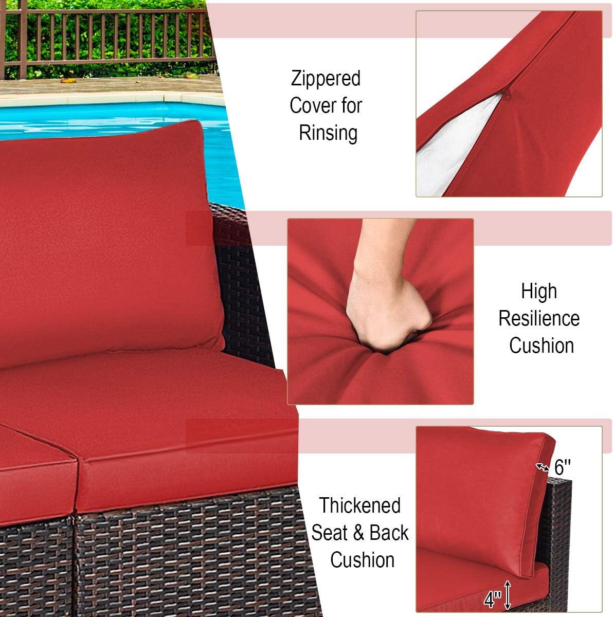 Wicker Loveseat 2 Piece, Patio Furniture Couch with Removable Cushions