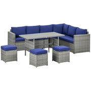 Wicker Outdoor Patio Furniture Set, L-Shaped 7 Piece Outdoor Dining Sectional Sofa