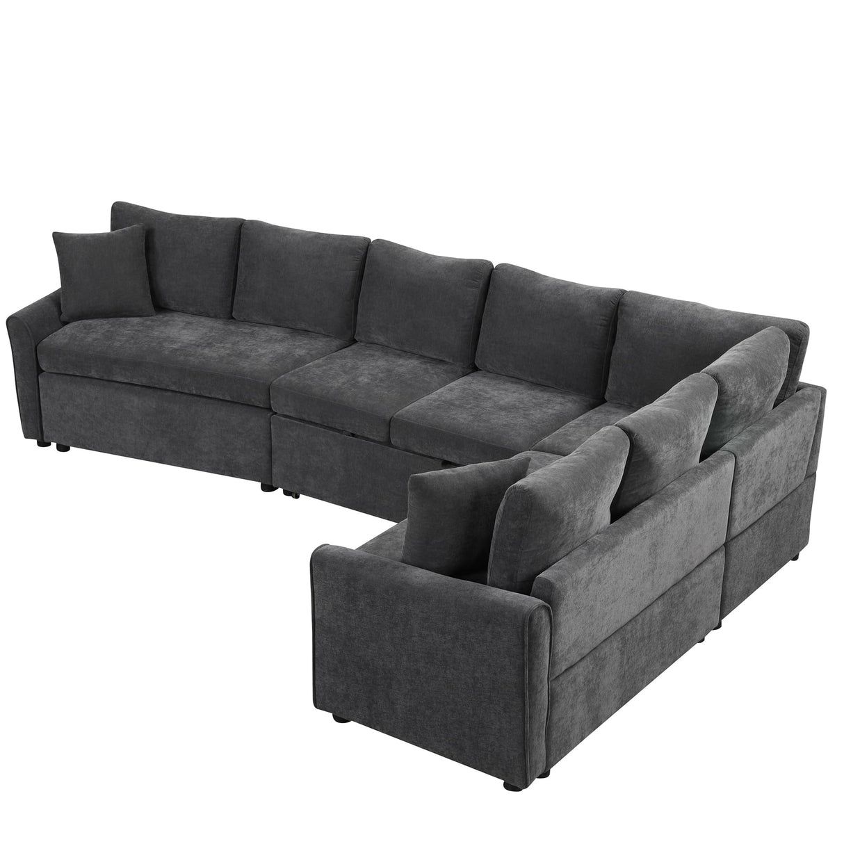 125" Pull Out Sleeper Sofa Bed with 2 Back Pillows,Oversized L-Shaped Sectional