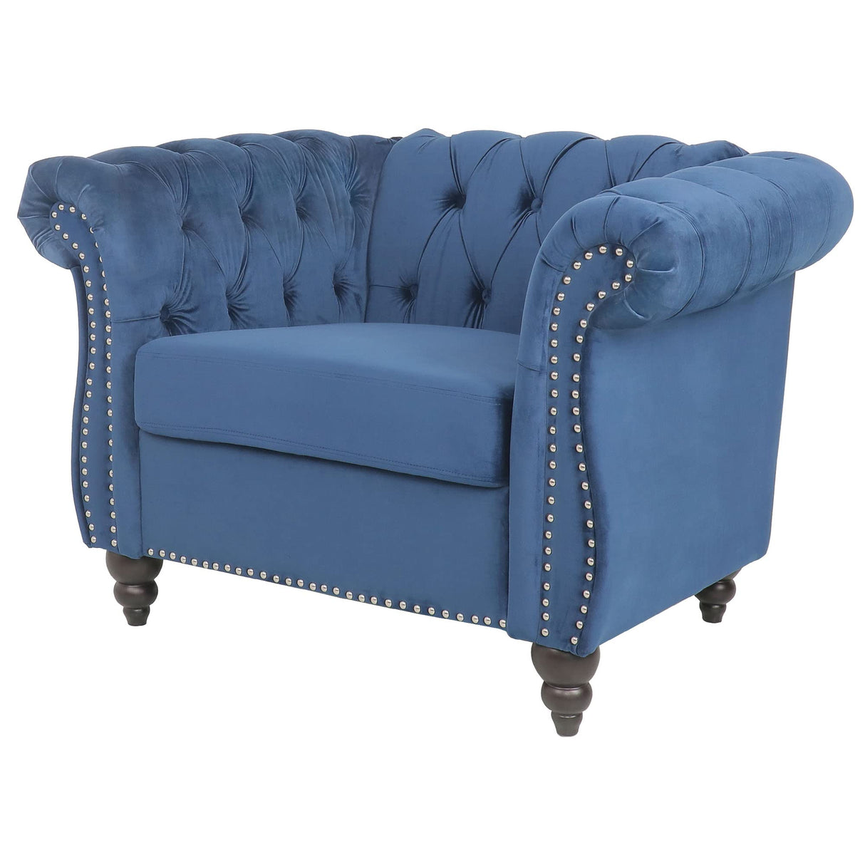 Velvet Chesterfield Chair, Mid-Century Modern Single Sofa Chair