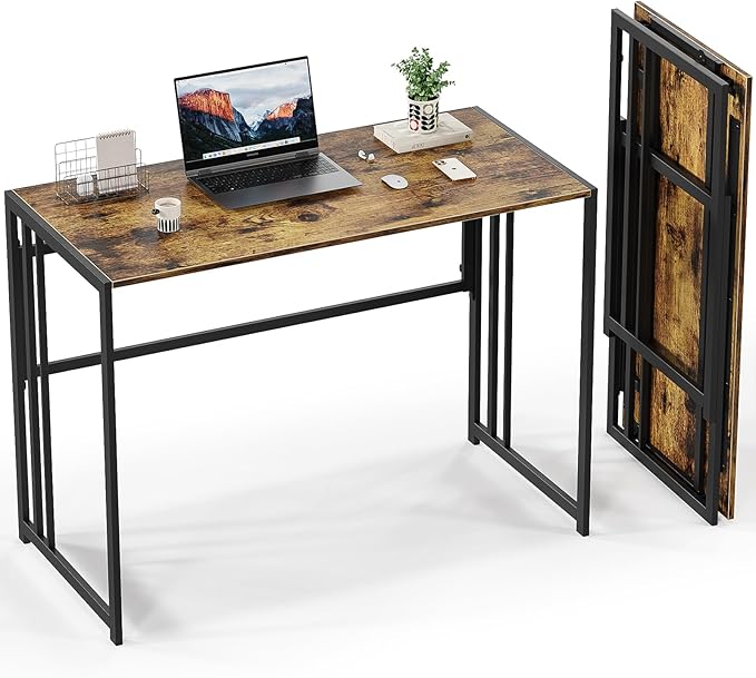 Desk 40'' Computer Desk for Home Office, No Assembly Office Desk Foldable Simple