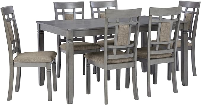 Caitbrook Rustic 7 Piece Dining Set, Include Table and 6 Chairs, Gray