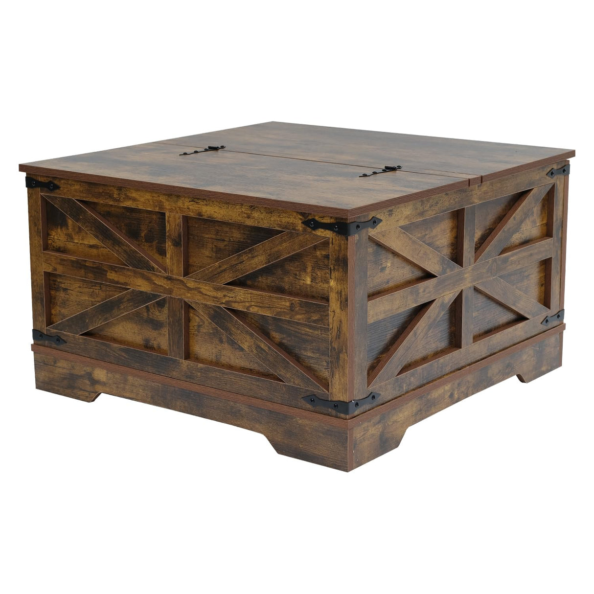 Brown Coffee Table with Storage, Cocktail Table with Hinged Lift Top