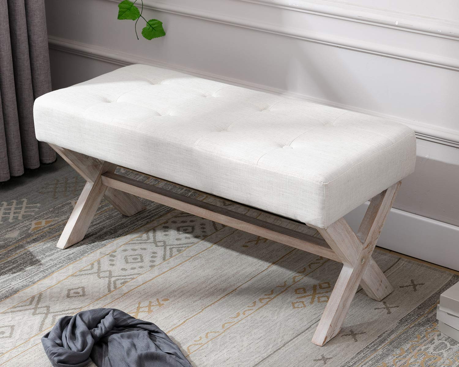 Fabric Upholstered Entryway Bench Seat, 36 inch Bedroom Bench