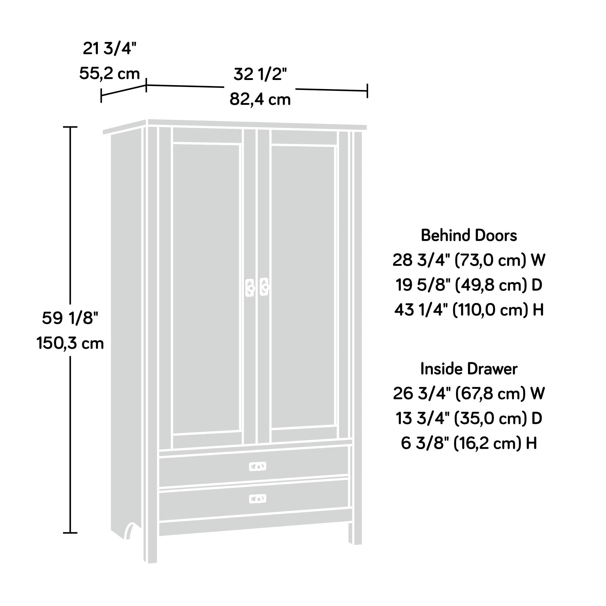 Cottage Road Armoire, L: 32.44" x W: 21.73" x H: 59.17