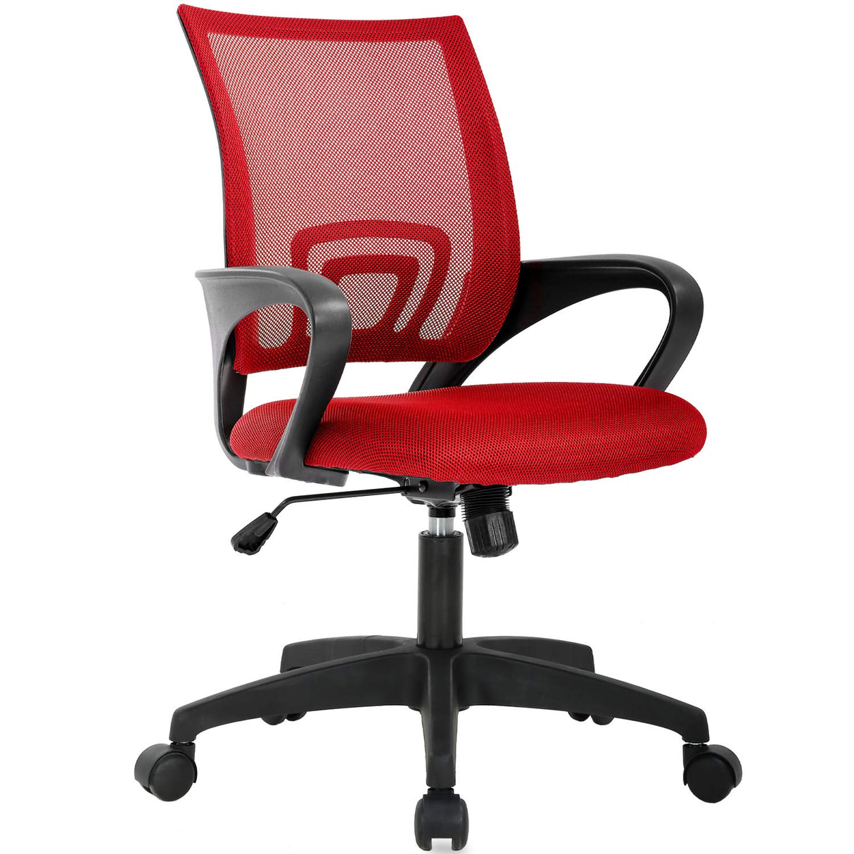 Chair Ergonomic Desk Chair Mid Back Computer Chair Task Rolling Swivel Chair with Lumbar Support Arms Modern Executive Adjustable Chair for Girl Adults Women(Red)