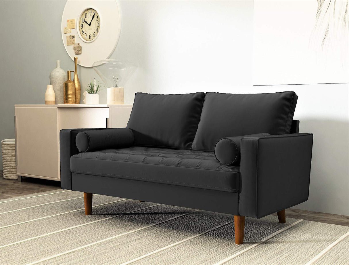 Womble 58 Inch Velvet Loveseat Sofa with Elegant Button Tufted Upholstery, Square Arms,