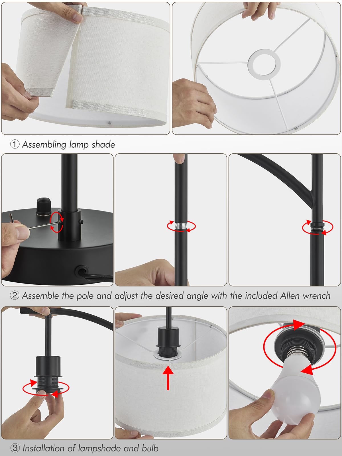 23.5" Table Lamps Set of 2 with USB C+A Ports and Dimmable LED Bulbs